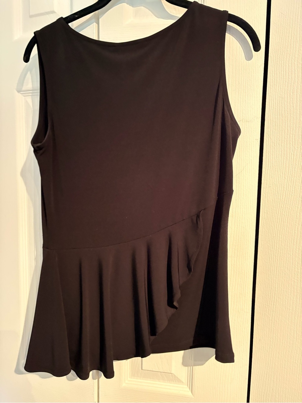 Sleeveless Black Ruffle Hem Women's Top